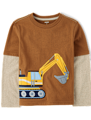 Boys Embroidered Construction Layered Top - Country Charm