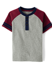 Haut Henley à contraste de couleurs pour garçons - Classroom Cutie