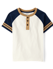 Haut Henley à contraste de couleurs pour garçons - Classroom Cutie