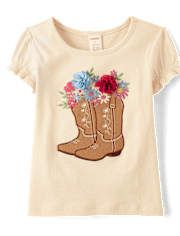 Girls Embroidered Cowgirl Boots Top - Country Charm