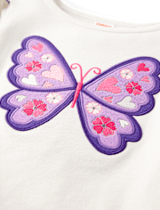 Haut brodé à motif papillon et tulipe pour fille - Classroom Cutie
