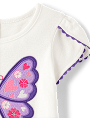 Haut brodé à motif papillon et tulipe pour fille - Classroom Cutie