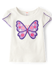 Haut brodé à motif papillon et tulipe pour fille - Classroom Cutie