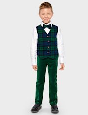 Boys Plaid Suit Vest - All Dressed Up