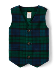 Boys Plaid Suit Vest - All Dressed Up