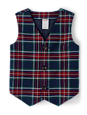 Boys Plaid Suit Vest - Royal Christmas