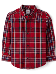 Boys Matching Family Plaid Poplin Button Up Shirt - All Dressed Up