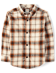 Camisa con botones de franela a cuadros para niño - Aventuras de otoño