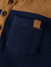 Boys Colorblock Thermal Henley Top - Little Essentials