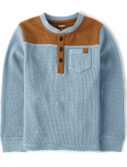 Camiseta térmica Henley con bloques de colores para niños - Little Essentials