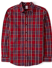 Mens Matching Family Plaid Poplin Button Up Shirt - All Dressed Up