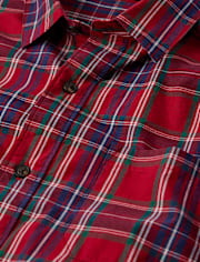 Mens Matching Family Plaid Poplin Button Up Shirt - All Dressed Up