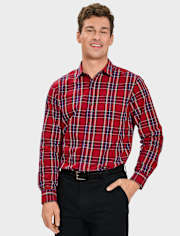 Mens Matching Family Plaid Poplin Button Up Shirt - All Dressed Up