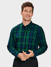 Mens Matching Family Plaid Poplin Button Up Shirt - All Dressed Up