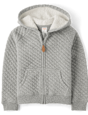 Boys Quilted Zip Up Hoodie - Little Essentials