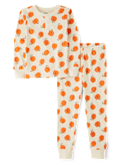 Kids Pumpkin Henley Snug Fit Cotton Pajamas - Gymmies