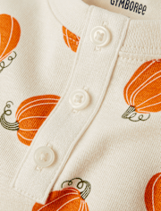 Kids Pumpkin Henley Snug Fit Cotton Pajamas - Gymmies