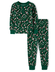 Kids Candy Cane Henley Snug Fit Cotton Pajamas - Gymmies