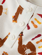 Pijama unisex de algodón con ajuste ceñido Henley Hand Turkey para niños - Gymmies