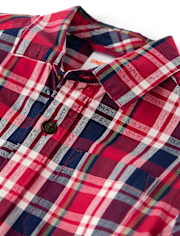 Boys Plaid Poplin Button Up Shirt - Classroom Cutie