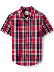 Boys Plaid Poplin Button Up Shirt - Classroom Cutie
