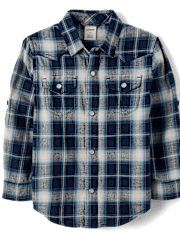 Boys Plaid Button Up  Shirt - Country Charm