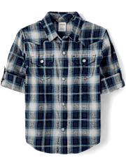 Boys Plaid Button Up  Shirt - Country Charm