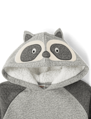 Boys Embroidered Raccoon Fleece Hoodie - Country Charm