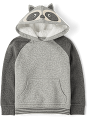 Boys Embroidered Raccoon Fleece Hoodie - Country Charm