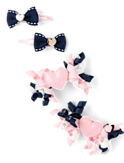 Paquete de 4 pinzas para el cabello con lazo y corazón para niñas - Classroom Cutie