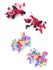Girls Apple Crayon Curly Hair Clip 4-Pack - Classroom Cutie