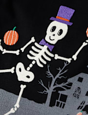 Haut superposé à motif squelette brodé pour garçon - Halloween