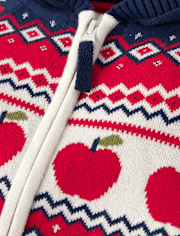 Cardigans en jacquard intarsia à motif pomme pour enfants - Classroom Cutie