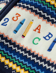 Cardigans en jacquard avec lettres intarsia pour enfants - Classroom Cutie
