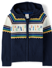 Cardigans en jacquard avec lettres intarsia pour enfants - Classroom Cutie