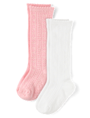 Girls Pointelle Knee Socks 2-Pack - Classroom Cutie