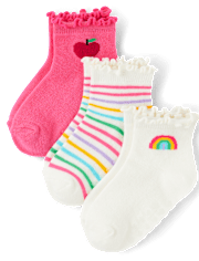 Girls Rainbow Striped Midi Socks 3-Pack - Classroom Cutie