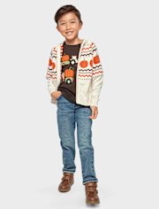 Cardigans en jacquard citrouille intarsia pour enfants - Aventures d'automne