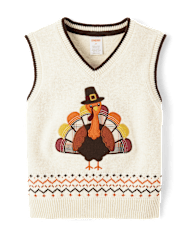 Chaleco Suéteres De Pavo Bordado Para Niño - Aventuras De Otoño