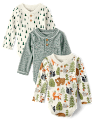 Baby Boys Animal Henley Bodysuit 3-Pack - Homegrown by Gymboree