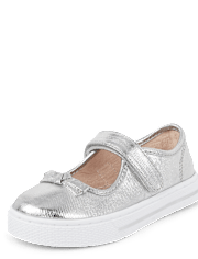 Girls Metallic Bow Mary Jane Shoes - Classroom Cutie