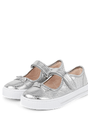 Girls Metallic Bow Mary Jane Shoes - Classroom Cutie