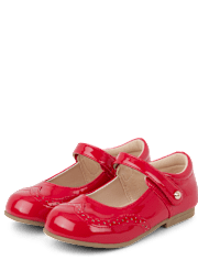 Girls Perforated Faux Patent Leather Ballet Flats - Classroom Cutie