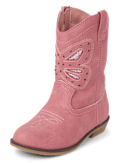 Girls Embroidered Butterfly Cowgirl Boots - Country Charm