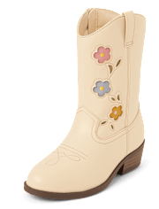 Cowgirl boots with white flowers hot sale