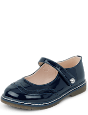 Girls Perforated Faux Patent Leather Ballet Flats - Classroom Cutie