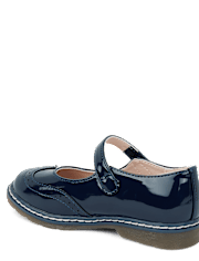 Girls Perforated Faux Patent Leather Ballet Flats - Classroom Cutie