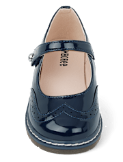 Girls Perforated Faux Patent Leather Ballet Flats - Classroom Cutie