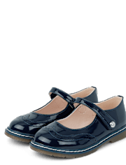 Girls Perforated Faux Patent Leather Ballet Flats - Classroom Cutie