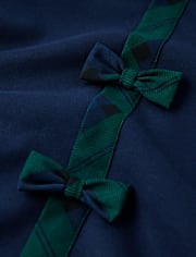 Girls Plaid Bow Ponte Dress - Royal Christmas